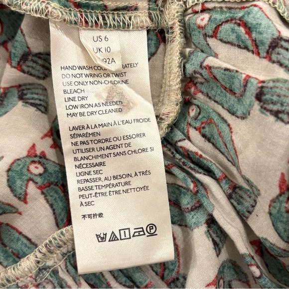 ANTHROPOLOGIE MAEVE Birdie Ruffled Button-down Blouse 6 tropical vacation resort - Picture 10 of 11